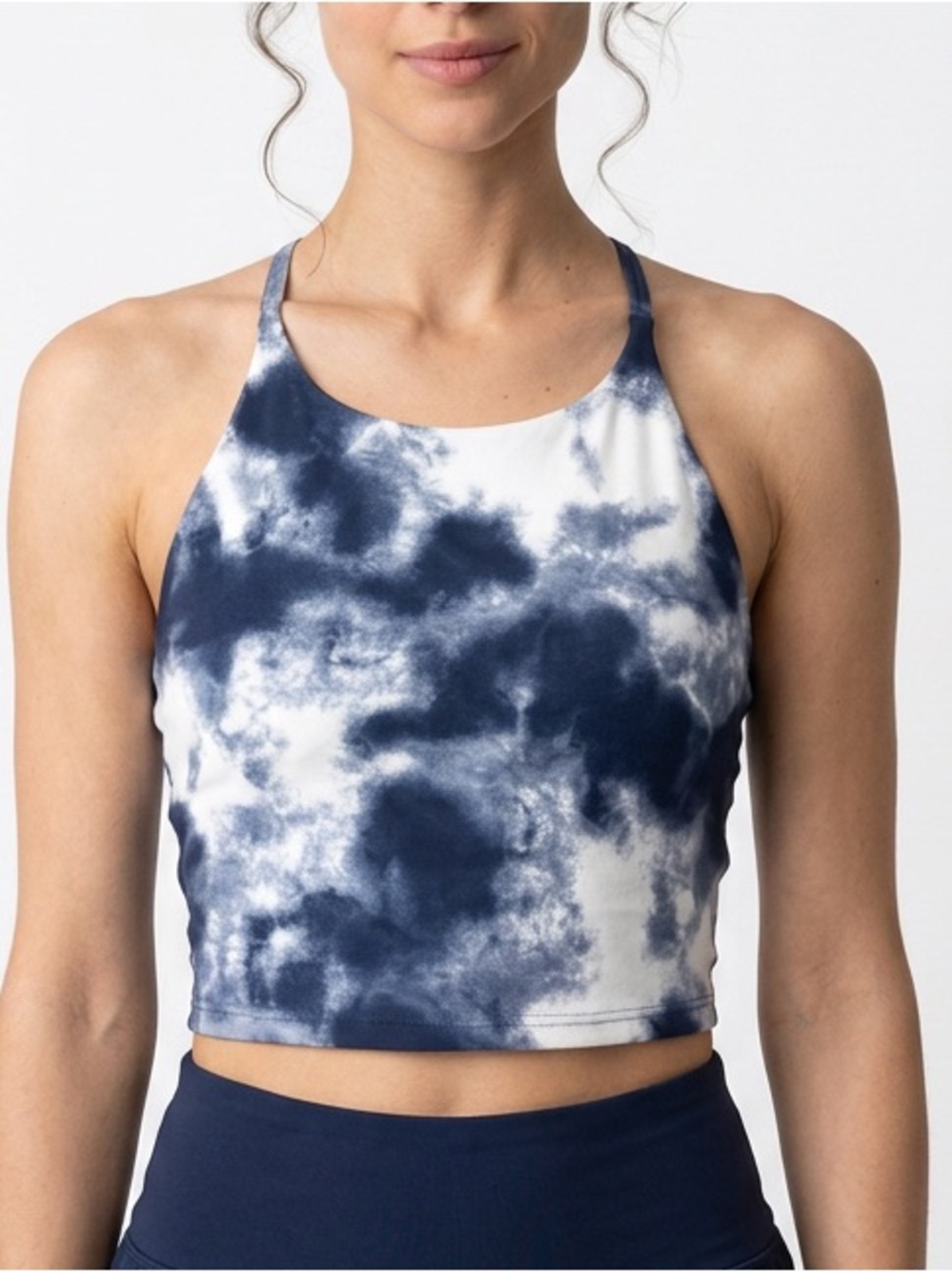 |•OLD NAVY•| Navy Blue & White Tie Dye Tank Top Sports Bra Size Large